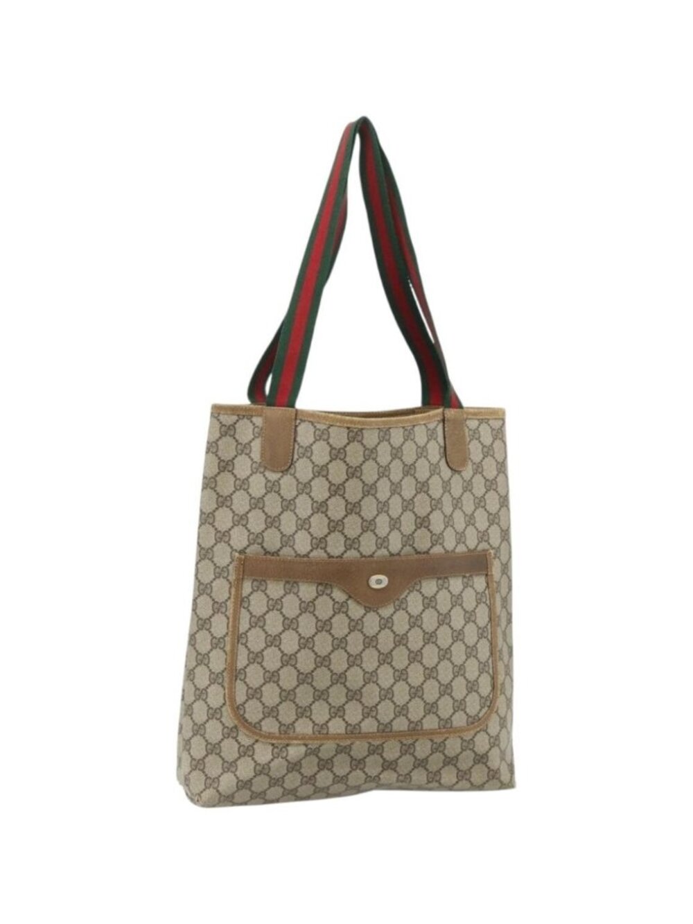 GUCCI GG Supreme Web Sherry Line Tote Bag PVC Beige Red 40 02 003